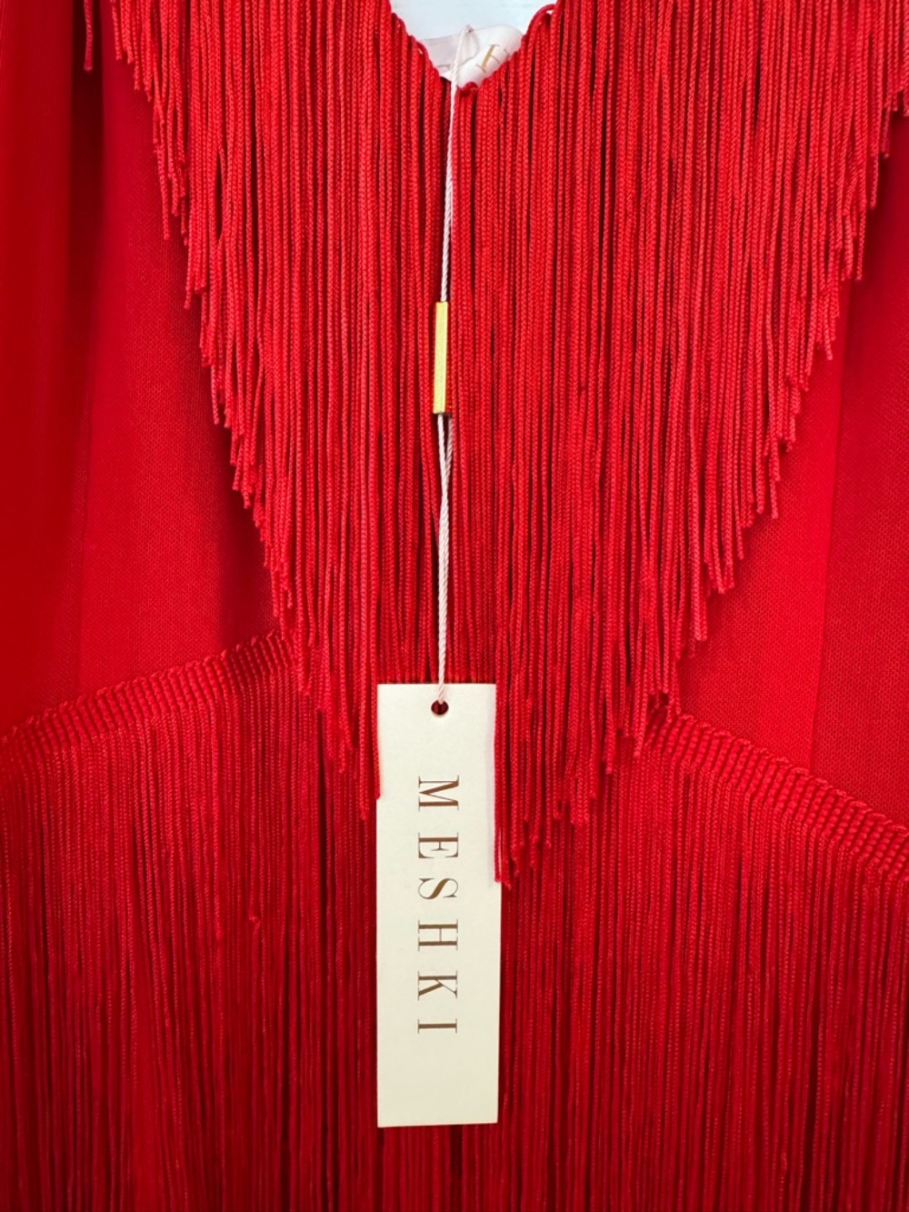Meshki Red Fringe Spaghetti-Strap Mini Dress - Picture 4 of 6